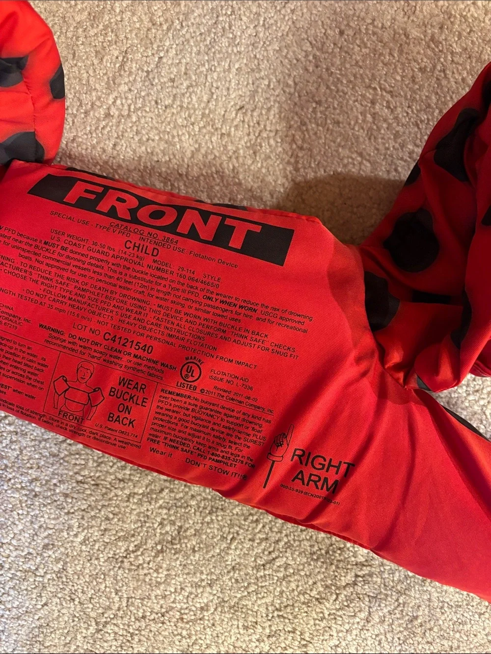 Kids Red Ladybug Floatation Vest